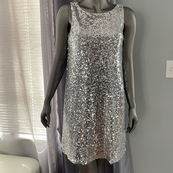 Nine West silver sequin dress. Size 4. - Picture 1 of 10
